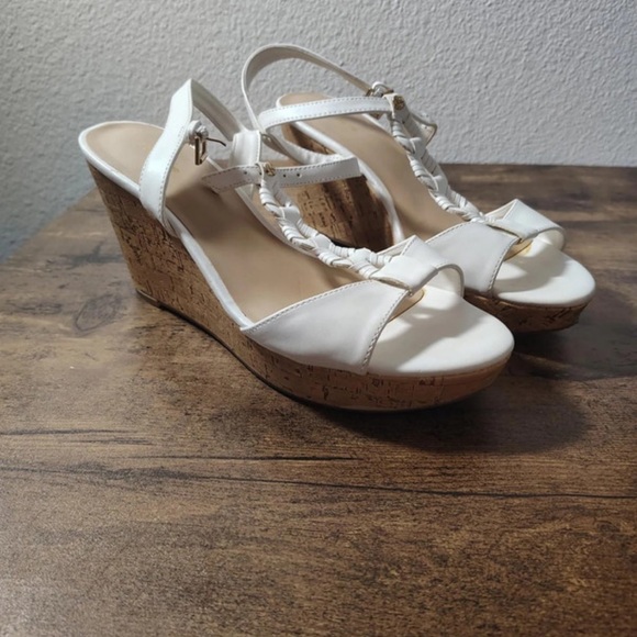 Liz Claiborne White Cork Wedge Heels - Picture 1 of 8